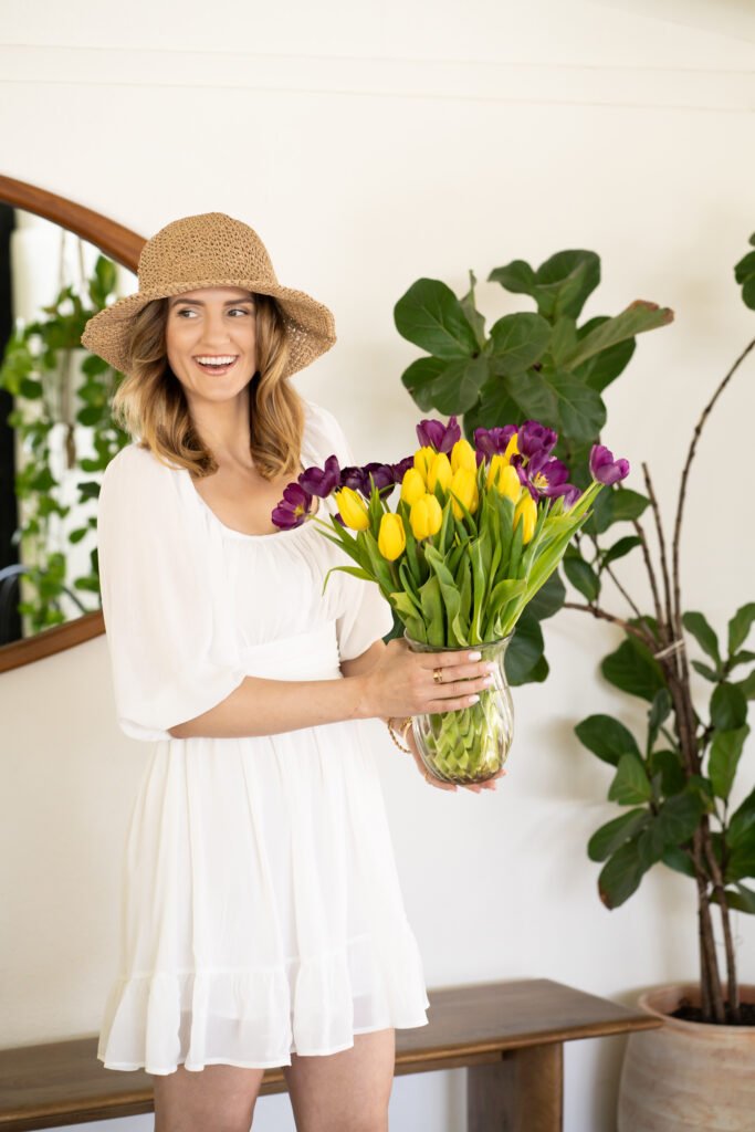 Professional model featured in a 1-800-Flowers commercial photoshoot