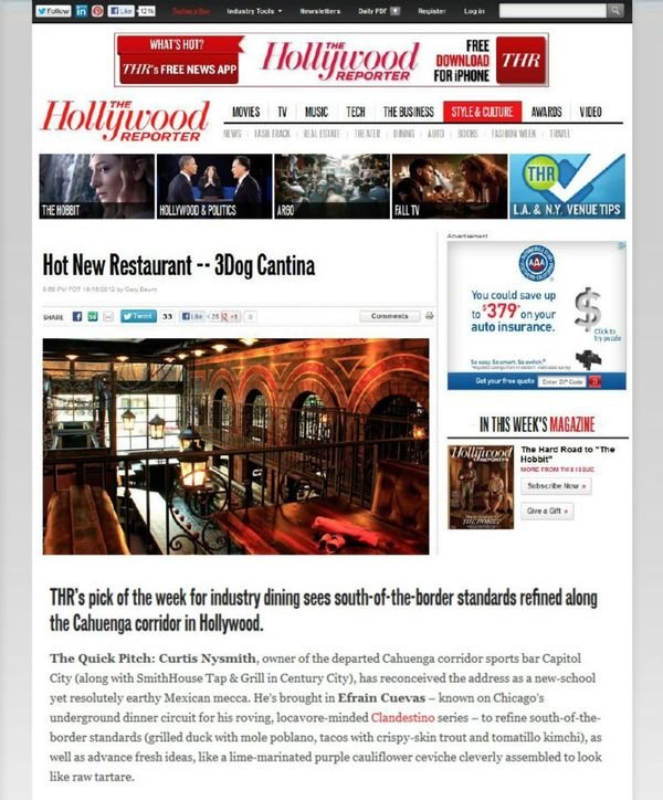 Hollywood hospitality public relations feature in The Hollywood Reporter
